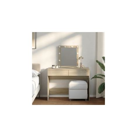 Coiffeuse avec LED chêne sonoma 100x40x130 (1/5)