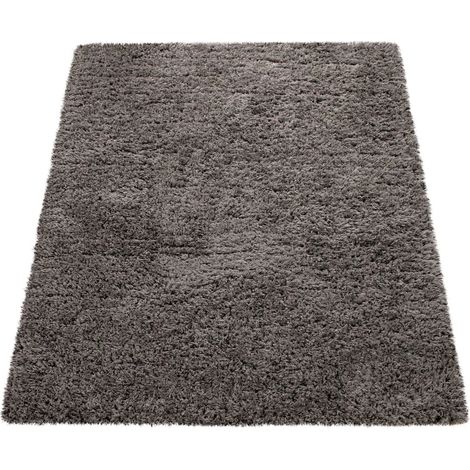 Tapis à poils longs, moelleux, moderne, style Flokati, confortable, anthracite uni, dimensions 80 x 150 cm (1/5)