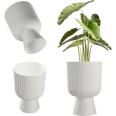 Cache-pot en céramique pour pelouse 17 cm Blanc (1/4)