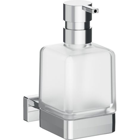 Inda - Seifenspender zuWand Lea Chrom glänzend/Glas satiniert 250 ml