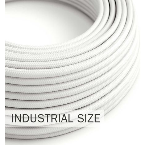 Creative-Cables, Cavo elettrico in tessuto, Sezione 3x1,50, Bianco RM01, 1 m, Rotondo effetto seta