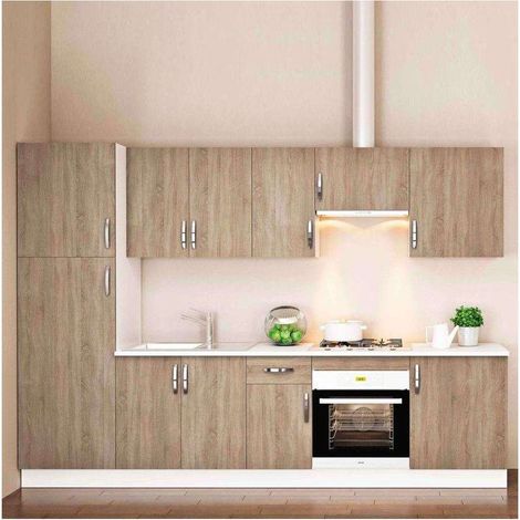 Cocina completa sin zocalo y sin encimera de 3 metros(ancho) color roble cortez KIT-KIT (1/5)