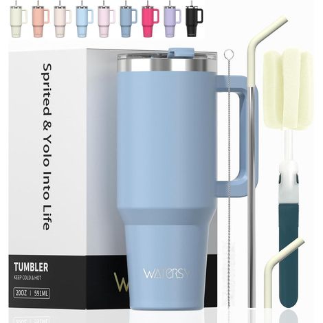 Thermobecher Kaffeebecher Edelstahl Vakuum Strohhalm 591 ml Smogblau (1/5)