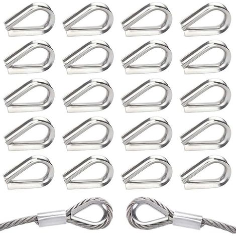 40 Pièces M5 Cosses de Câble Métallique en Acier Inoxydable 304 Cosse Coeur pour Cable Acier pour Câble Métallique 5mm (1/5)