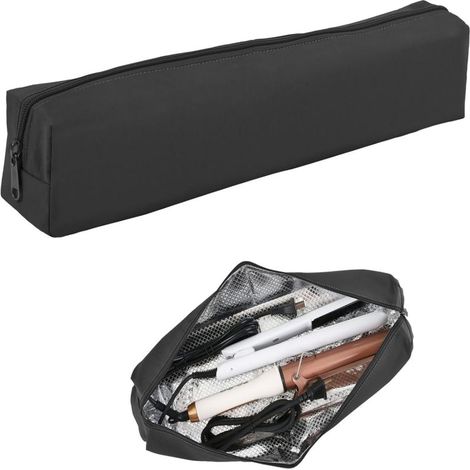 Estuche profesional resistente al calor para guardar herramientas de peluquería, estuche de viaje portátil para rizador y plancha, negro, 45 x 9,1 x 9,1 cm (1/5)