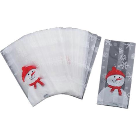 50 Weihnachtssüßigkeiten-Geschenktüten für Kinder mit Weihnachtsschneemann-Motiv