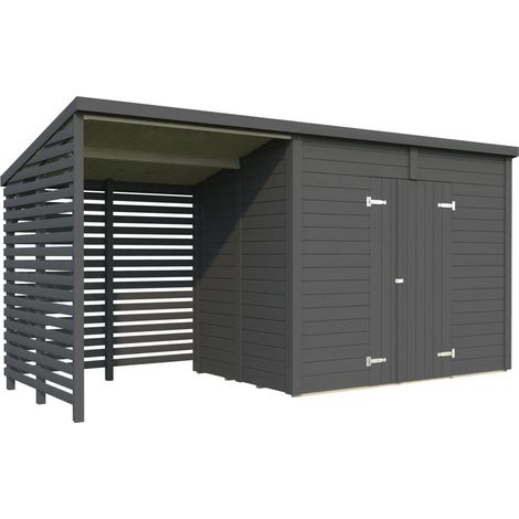 Abri de jardin en bois Leif 4,5+2,9 m2 Peint gris foncé (1/5)