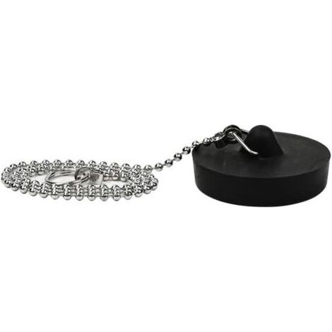 Universeller Abflussstopfen 42–45 mm – strapazierfähiges, geruchloses Gummi, 40 cm lange Edelstahlkette, für Badewanne, Waschbecken, Küche, Badezimmer (1/5)