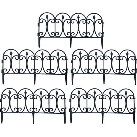Clôture Jardin Décorative, Métal, Noir (5pcs), 60 x 33 cm (1/5)