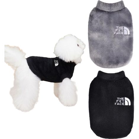 2 pulls pour chiens et chats, polaire chaude, noir et gris, tailles M à XXL, pour automne et hiver (1/5)