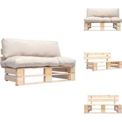 Canapé de jardin palette avec coussins sable Pinède - Canapé Jardin - Canapé Palette - Mobilier De Jardin - Meubles De Jardin - Terrasse (1/5)