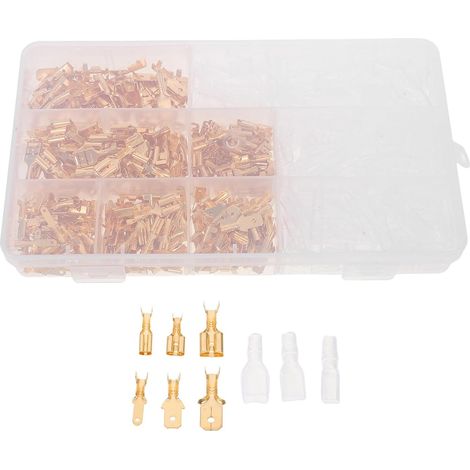 450 Pièces Kit de Cosses Électriques à Sertir Laiton Doré Connecteurs à Sertir Rapides avec Manchon Isolant Assortiment pour Câblage Automobile Atelier et Bricolage à Domicile (1/5)
