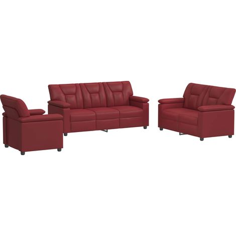 Sofa-Set 3 pcs Weinrot Kunstleder vidaXL (1/5)
