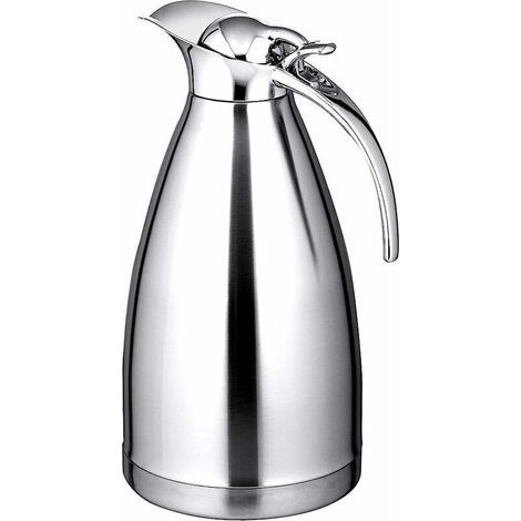 Carafe Isotherme INOX, Pichet Thermo à Double Paroi en Acier Inoxydable, de 2 L en Argenté, Bouteille d’Eau Chaud à la Maison, Bureau et Hôtel, Idéal pour Café (1/5)
