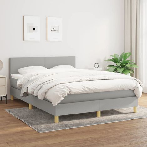 Lit adulte,Lit avec Sommier et Matelas confortable pour Chambre,Ensemble Lit à sommier tapissier Gris clair 140x190cm Tissu -BVN19411 (1/5)