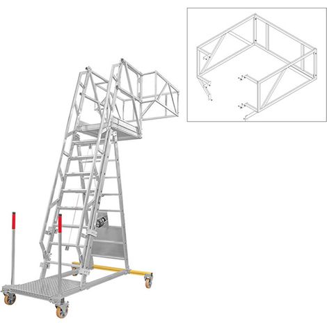 Scala - Altezza d'accesso da 2.70 a 4.03m - Guarda-corpo quadrato - 2280-GCCA