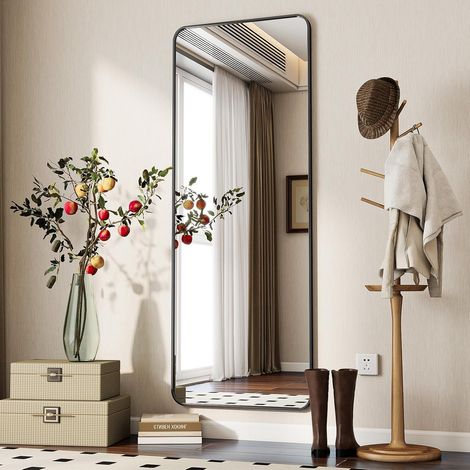 Miroir Complet arqué, 53 x 163 cm, Grand Miroir sur Pied bombé, Pleine Longueur, monté au Mur, incliné, Miroir de Sol pour Le Salon, doré (1/5)