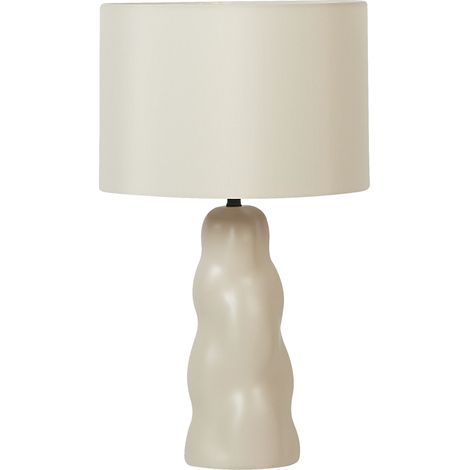 Lámpara de mesa de cerámica estilo moderno minimalista con pantalla de papel de lino color beige Vilar