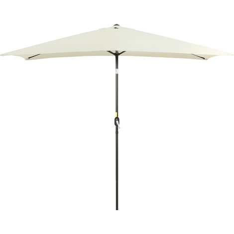 Ombrellone 2x3 m Rettangolare, in Alluminio Metallo e Poliestere con Angolo Regolabile, Bianco Crema e Nero