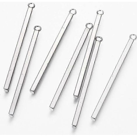 Pendentifs en acier inoxydable 304 anti-ternissement, barre couleur acier inoxydable 43x2x2mm, trou : 1,8 mm kit( ) (1/2)
