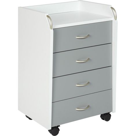 Caisson de bureau Printi - 40 x 36 x 65 cm - Blanc et gris - Livraison gratuite (1/5)
