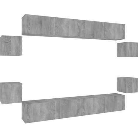 Maison Exclusive - 8-tlg. TV-Schrank-Set Grau Sonoma Holzwerkstof