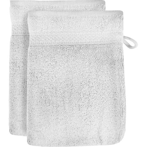Lot de 2 gants de toilette en coton 500 gr/m2 16x21 cm LAGUNE blanc, par Soleil d'ocre
