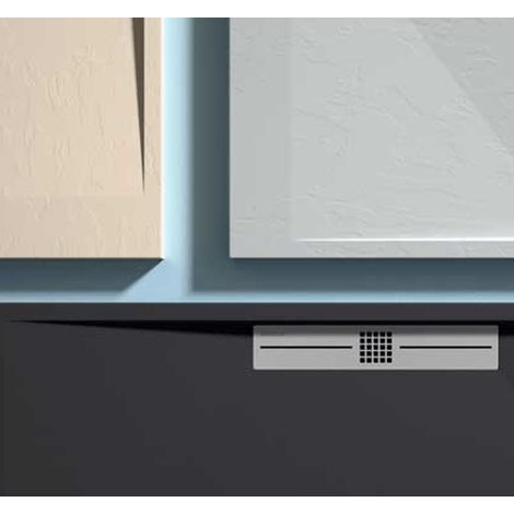 Plato de ducha pizarra EDIS antracita  70x200 cm rejilla acero inox. (1/3)