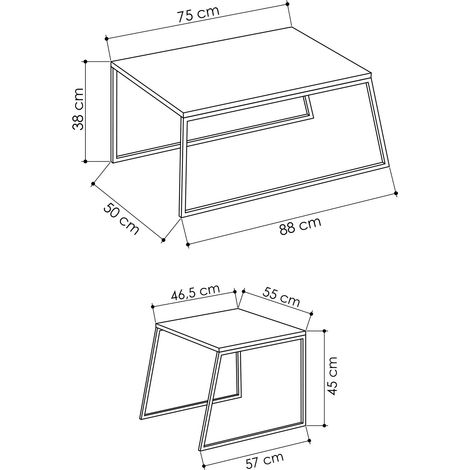 Mesa de centro, mesa de salón, mesa auxiliar. Set Blanco Negro (1/5)