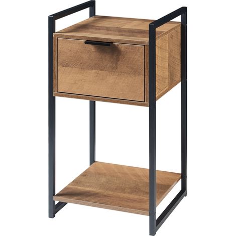 Mesa auxiliar aglomerado y metal 62 x 33 x 32 cm efecto nogal negro 030010931 (1/4)
