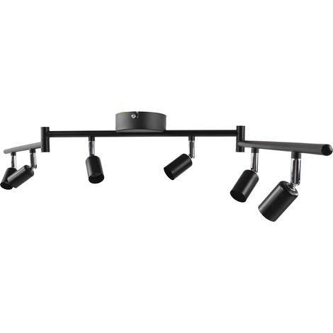Kit d'éclairage sur rail avec tête de lampe rotative, spot de plafond à 6 orientations, douille GU10, 85-265 V, noir (1/5)