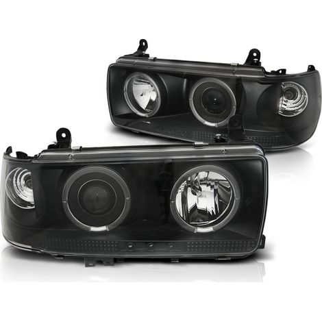 Faros doble halo llantas TOYOTA LAND CRUISER FJ 80 90-97 NEGRO