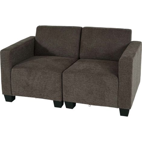 Salotto modulare componibile lounge moderno Lione N71 tessuto divano 2 posti marrone