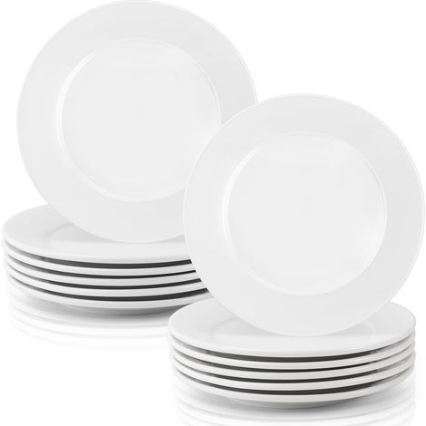 Lot de 12 petites assiettes à dessert, en céramique, 15 cm, blanches, rondes, plates, assiettes à salade, assiettes à apéritif, pour gâteaux, collations, salade, passent au lave-vaisselle (1/5)