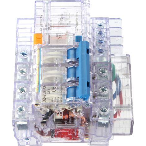 Disjoncteur de Fuite DZ47LE-63 3P+N 63A pour Sécurité Électrique Transparent (1/5)