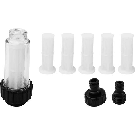 Sarini Filtre à Eau 3/4 Pouces pour Tuyau d'arrosage Préfiltre à Eau avec 5 Inserts filtrants 2 adaptateurs Rapides pour nettoyeurs Haute Pression Arrosage du Jardin