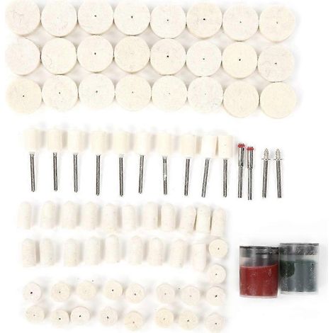 78-teiliges Polierzubehör-Set aus Wollfilz: Schleifscheiben und Polierpads