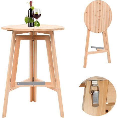 Table de bar pliable Table de bar - Mange-Debout 78 cm Bois de sapin BV689868 - BonneVie (1/5)