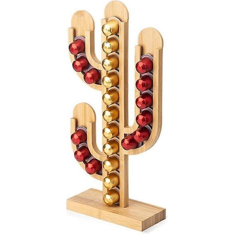 Porte-dosettes de café en forme de cactus, décoration pour bar à café, organisateur amovible pour station de café en bois. (1/5)