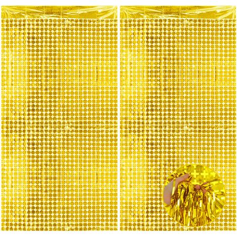 Lot de 3 rideaux à paillettes dorées - 1 x 2 m (1/5)