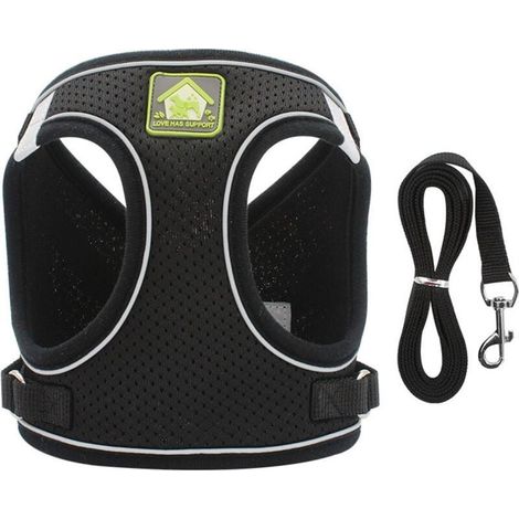Colliers, Harnais et Laisses pour Chats Harnais Chaton Anti évasion Réfléchissant Réglable Harnet pour Chat Gilet Respirant Harnais Petit Chien (L,Noir) (1/5)