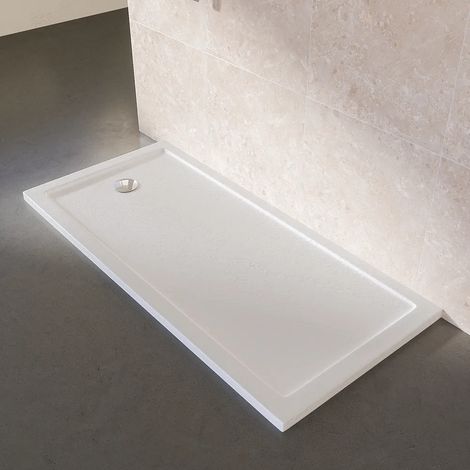 Piatto Doccia Rettangolare 70x170cm Effetto Pietra Bianco in Acrilico Altezza 4cm Mod. Petra (1/4)