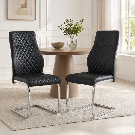 Sillas de comedor lote de 2, 43 x 63 x 100 cm, negro y plata DESVIAE (1/5)