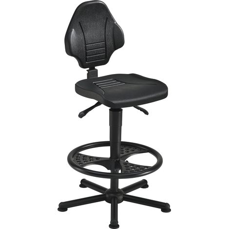 Fauteuil pivotant de travail W13 Patins+Repose-pieds Mousse de polyuréthane noire (1/2)
