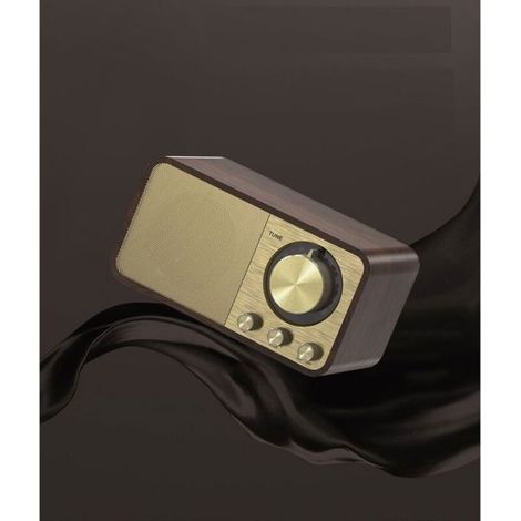 Haut-parleur Bluetooth - Bois Naturel - Radio FM - Subwoofer Intégré - Sans Fil - Pour Intérieur - 1 Pièce (1/5)