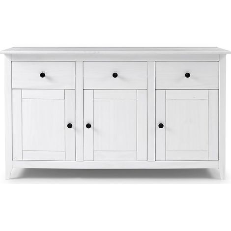 Buffet Ă 3 tiroirs et 3 portes Meuble de rangement coloris Blanc - Longueur 134 x Profondeur 40 x Hauteur 79 cm (1/5)