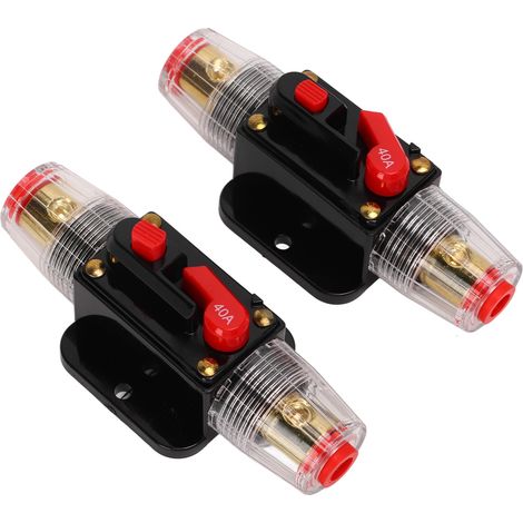 Disjoncteur en ligne 12-24 V avec porte-fusible à réarmement manuel, cosses de batterie et gaine thermorétractable pour système audio de voiture ou de bateau, 40 A