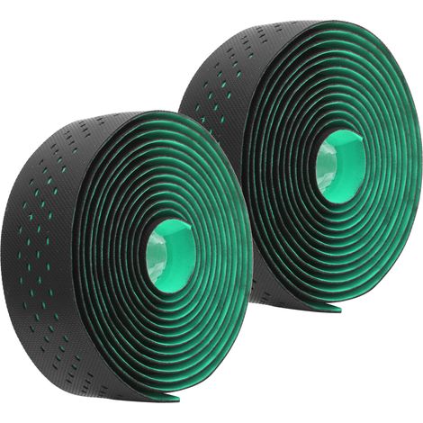 Ruban antidérapant pour guidon de vélo de route perforé - 1 paire noir et vert - Poignée ergonomique (1/5)
