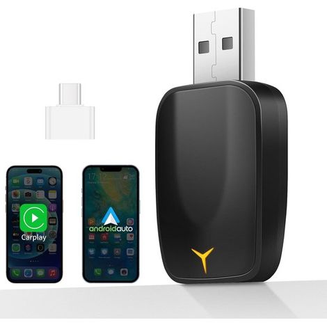Adaptador CarPlay, Adaptador inalámbrico 2 en 1 para CarPlay y Android Auto, Plug & Play, USB C/A, compatible con coches con AA y CarPlay (1/5)
