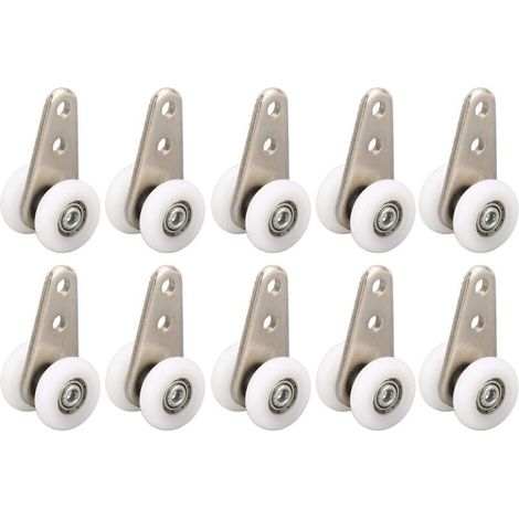 Ensemble de 10 chariots de rangement, 49 mm L, roulettes pour portes coulissantes, roulettes de guidage, roulettes porte-bagages en nylon pour portes coulissantes, fenêtres et placards (1/5)